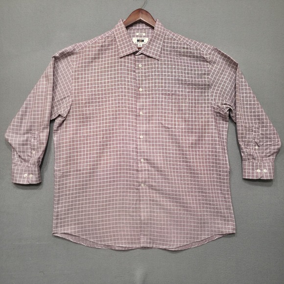 Joseph Abboud Men's Non-Iron Classic Fit Brown Check Dress Shirt Size 18-32/33 - Picture 1 of 6